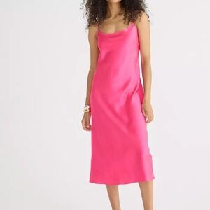 J. CREW NEON FUCHSIA LUSTER CHARMEUSE GWYNETH SLIP DRESS SZ 4 NWT